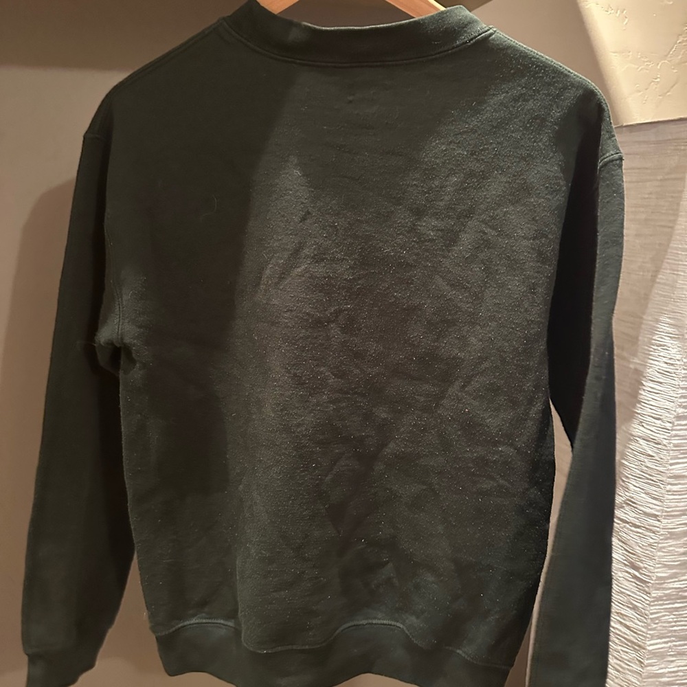 Dark Green Graphic Sweatshirt with White Logo Print - Picture 4 of 4